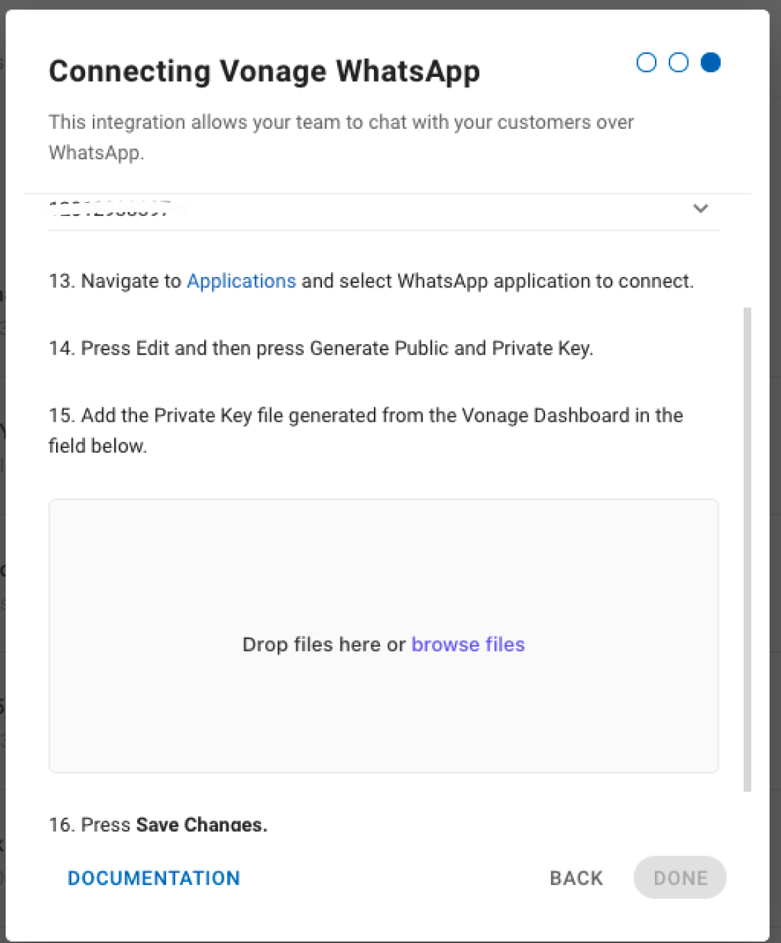 Connecting Vonage WhatsApp to respond.io dialog