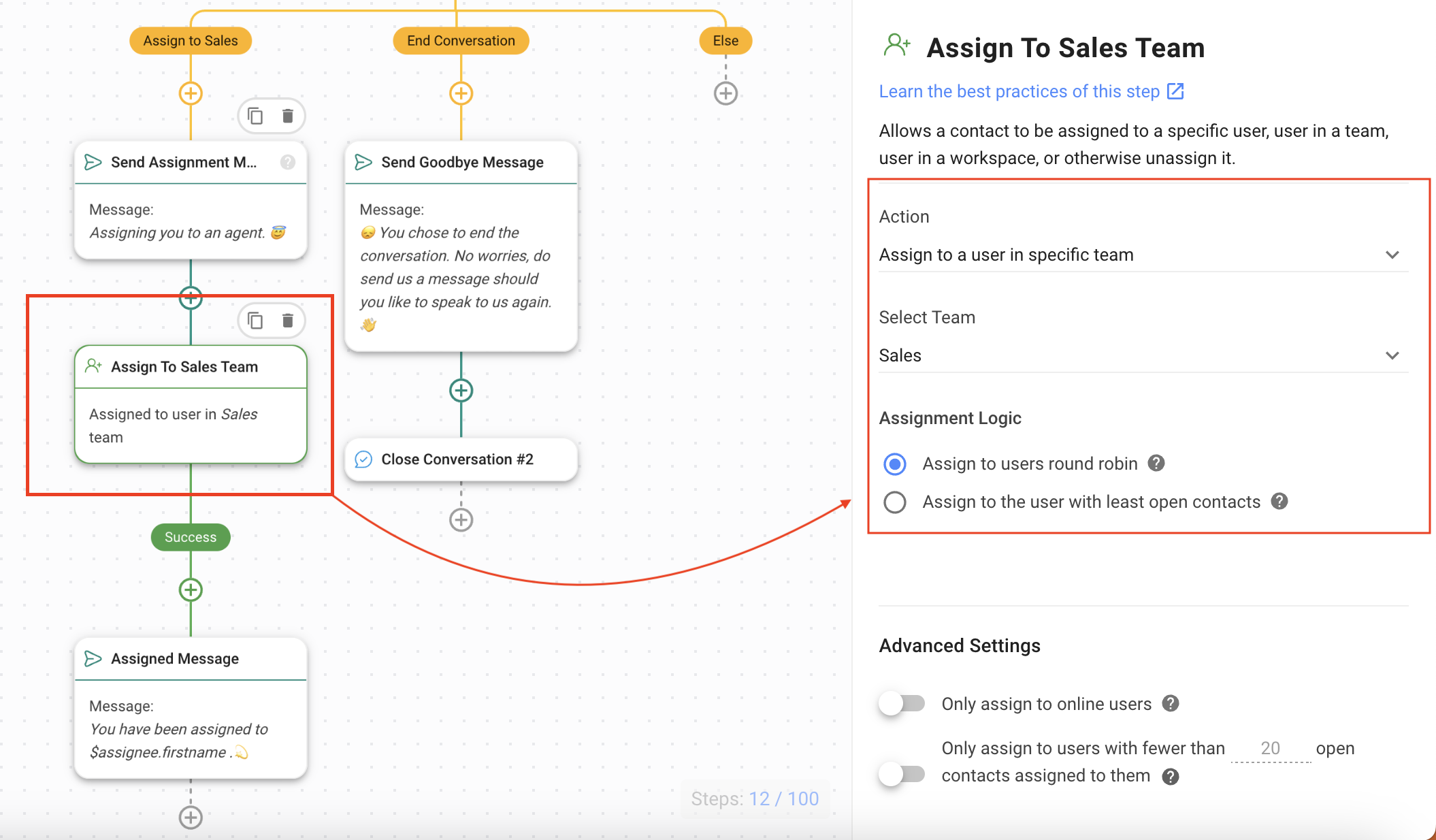 Assigning to Sales team