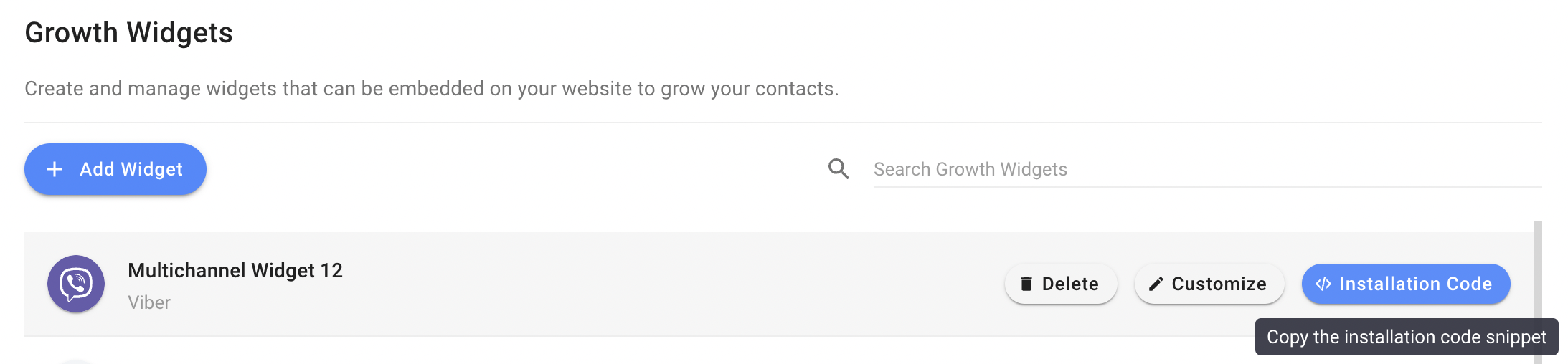 screenshot of how to open the installation code