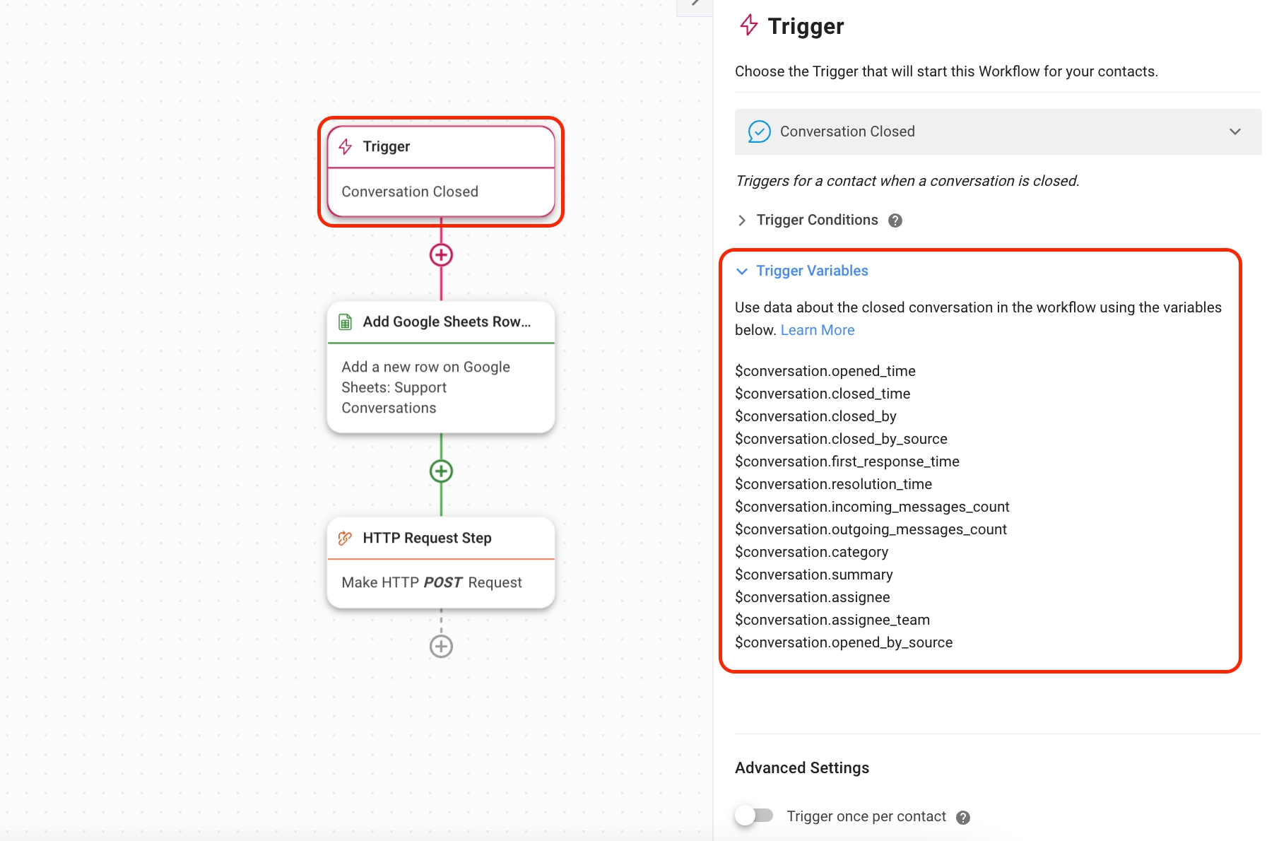 Workflows’ Trigger Variables